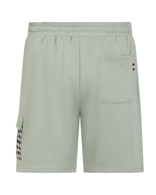 Aquascutum Green Active Lamina Pocket Salvia Light Shorts Cotton for men