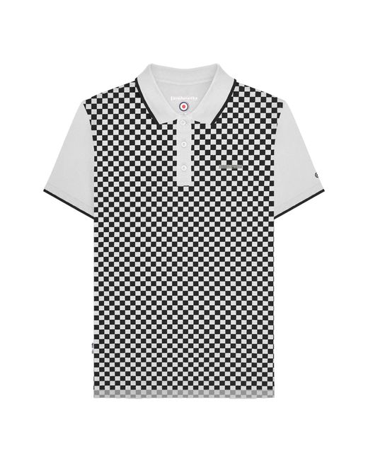 Lambretta Black Two Tone All-Over Print Polo Shirt Cotton for men