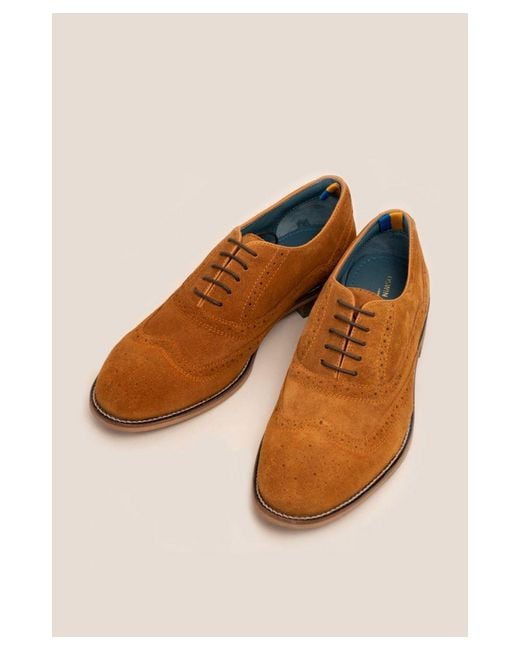 Oswin Hyde Brown Winston Suede Oxford Brogue for men