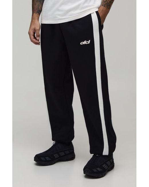 BoohooMAN Black Baggy Fit Panelled Bungee Hem Jogger for men