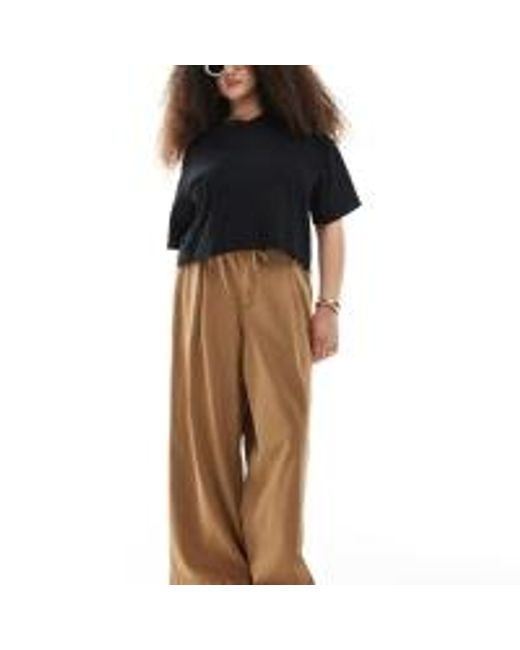 ASOS Brown Design Soft Wide Leg Trouser