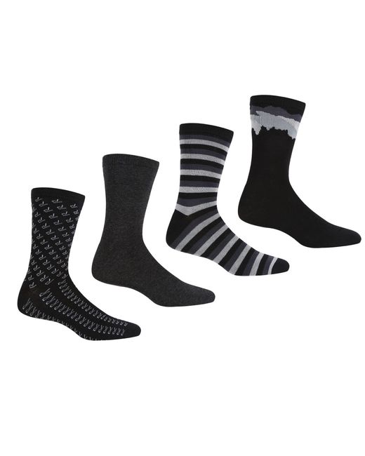 Regatta Black Lifestyle Socks (Pack Of 4) for men