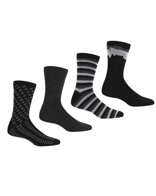 Regatta Black Lifestyle Socks (Pack Of 4) for men