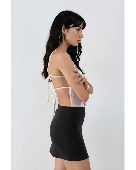 Busem Hoge Taille Mini Skort Met Split in het Black