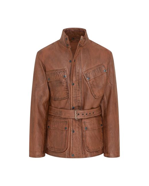 Infinity Leather Brown Lamb Safari Parka Jacket for men