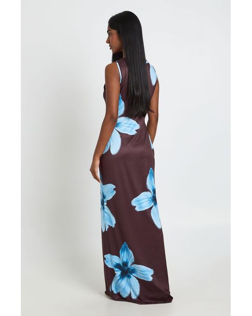 Boohoo Brown Basic Slash Neck Super Soft Maxi Dress