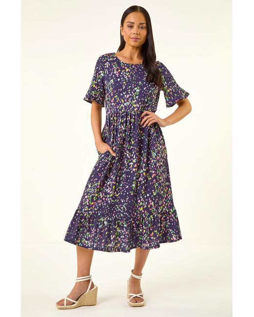Roman Purple Petite Abstract Spot Midi Dress