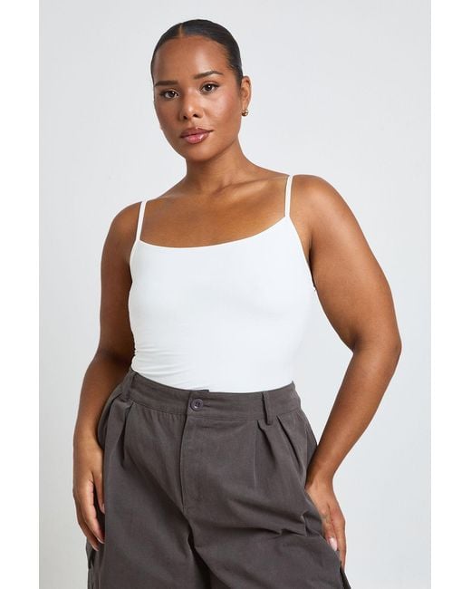 Boohoo White Plus Second Skin Strappy Square Neck Vest Top