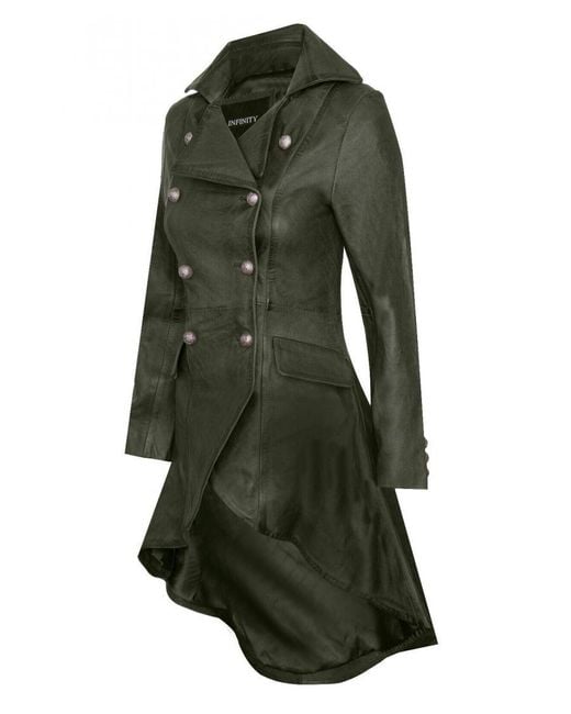 Infinity Leather Green Gothic Victorian Coat-Accra