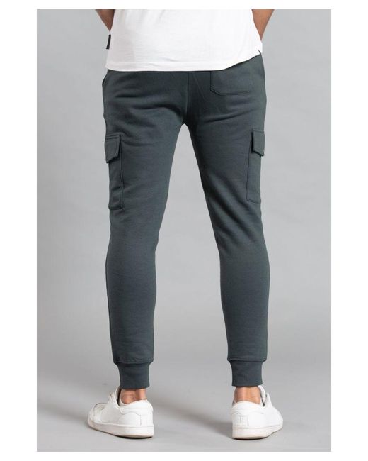 Tokyo Laundry Blue Dark Cotton Blend Cargo-Style Drawstring Joggers for men