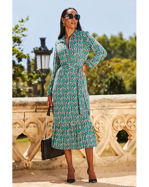 Chain print midi dress hotsell