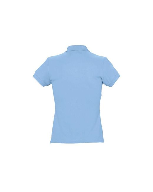 Sol's Blue Ladies Passion Pique Short Sleeve Polo Shirt (Sky) Cotton