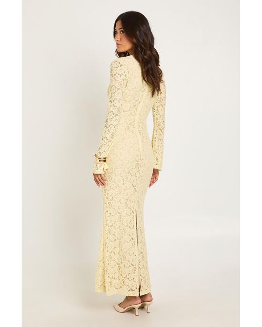 Boohoo Natural Corded Lace Flared Sleeve Maxi Dress