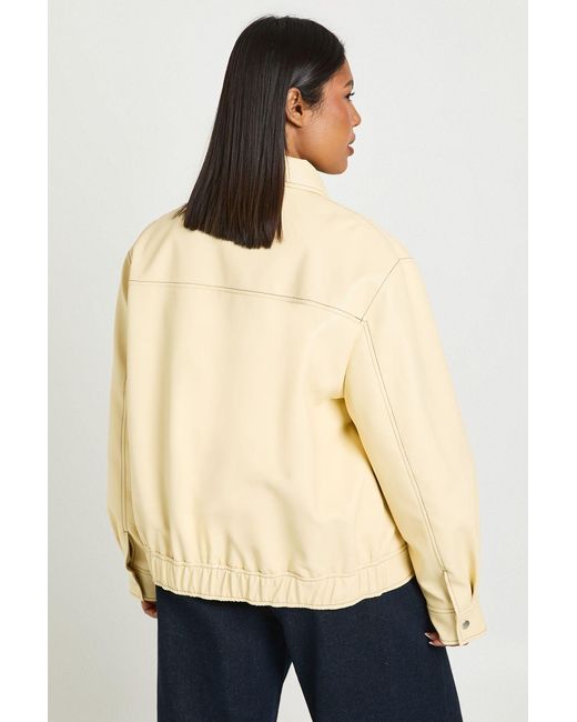 Boohoo Natural Plus Faux Leather Contrast Stitch Jacket