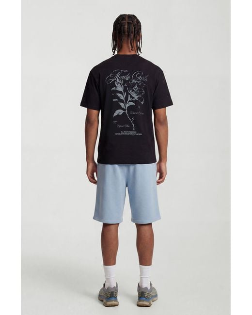BoohooMAN Black Oversized Monte Carlo Floral Print T-Shirt for men