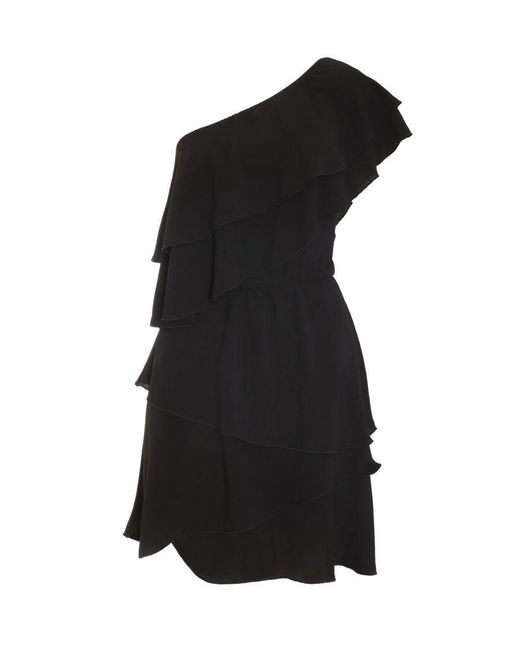 Quiz Black One Shoulder Tiered Mini Dress