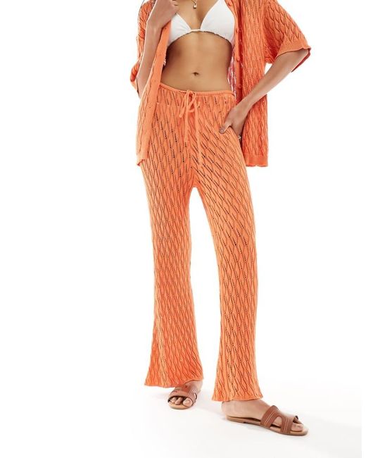 SNDY'S Orange Crochet Flared Trouser Co-Ord