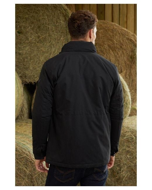 Threadbare Black 'Holroyd' Funnel Neck Utility Coat for men