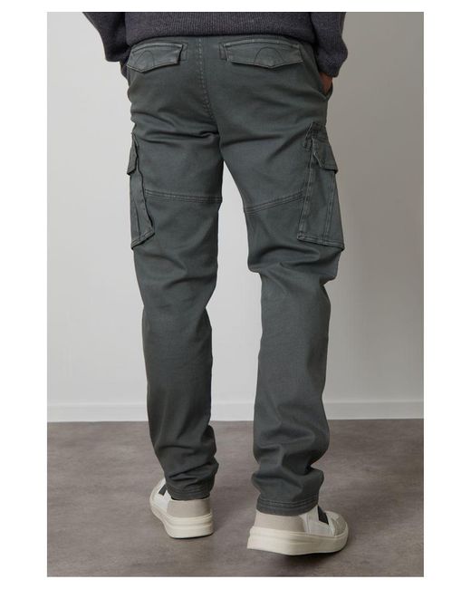 Threadbare Blue 'Freeze' Cotton Cargo Pocket Trousers With Stretch for men