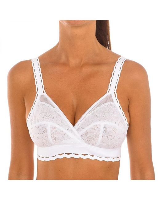 Playtex White Classic Bra Without Underwire And Cups P0bvs Woman Polyamide