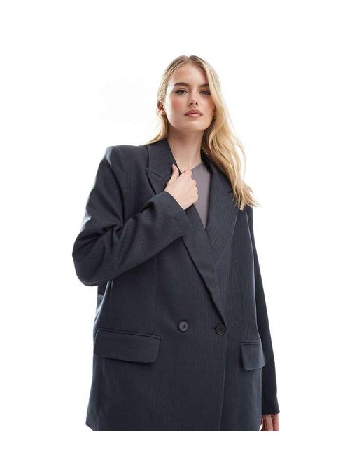 Vero Moda Blue Tailored Herringbone Co-Ord Blazer