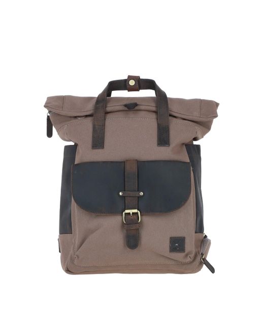 Fenland Sheepskin Brown Real Leather X Canvas Backpack for men
