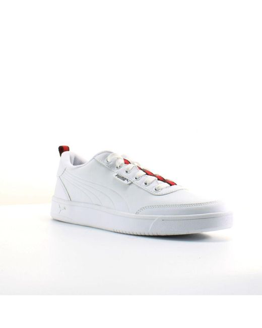 PUMA White Court Breaker Flag Leather Lace Up Trainers 366817 01 for men