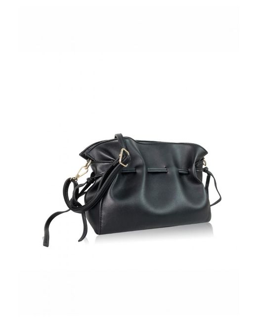 Where's That From Black 'Surf' Shoulder Bag With Drawstring Detail