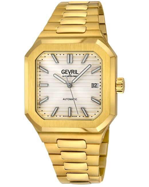 Gevril Metallic Grand Concourse Swiss Automatic Sa100 Decorated Movement With Custom Rotor Cotes De Geneve And Perlage Finishing Watch for men