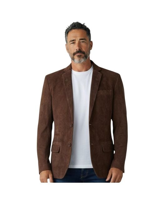 Infinity Leather Brown Italian Suede Blazer Jacket for men
