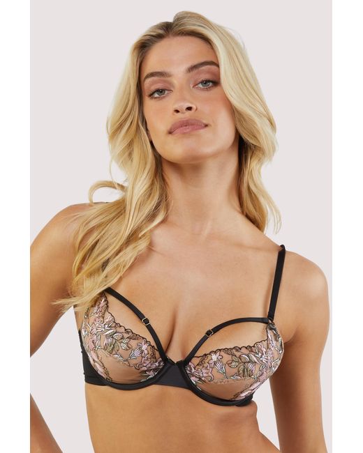 Playful Promises Natural Mayla Floral Embroide Plunge Bra