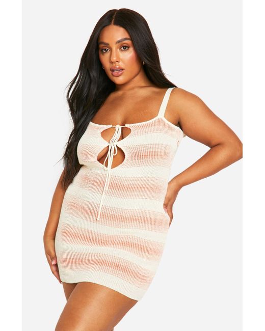 Boohoo Orange Plus Mini Tie Front Beach Dress