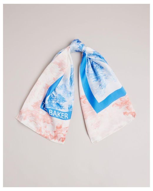 Ted Baker Blue Shali New Romantic Printed Silk Square Scarf, Mid