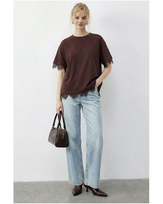 Bianco Lucci Brown Elastane T-Shirt