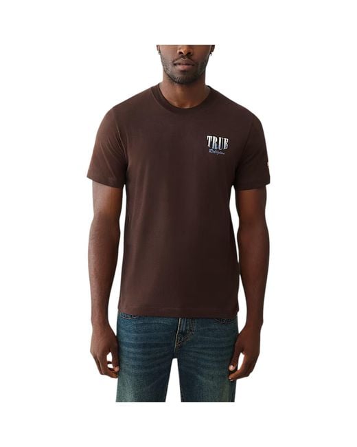 True Religion Brown 700655 T Shirts Crew Neck Short Sleeve Summer Soft Cotton Tee for men