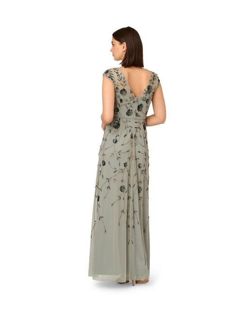 Adrianna Papell Green Long Beaded Dress