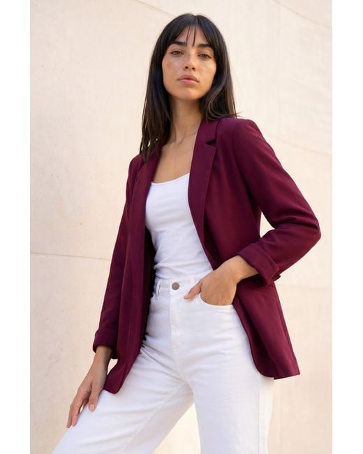 Roman Red Petite Revere Collar Stretch Blazer