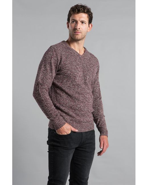 Kensington Eastside Gray Recycled Cotton Blend V Neck Twist Jumper for men