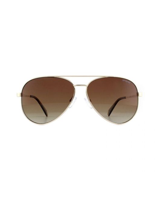 Polaroid Brown Aviator Gradient Polarized Sunglasses Metal