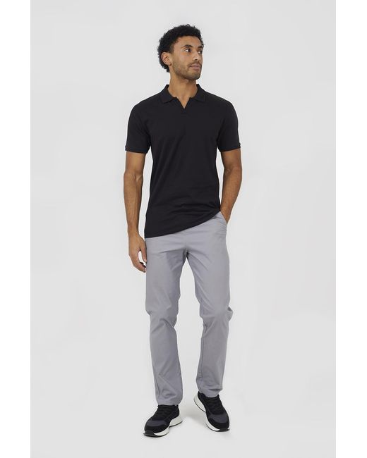 Brave Soul Black Cotton Open Collar Polo Shirt for men
