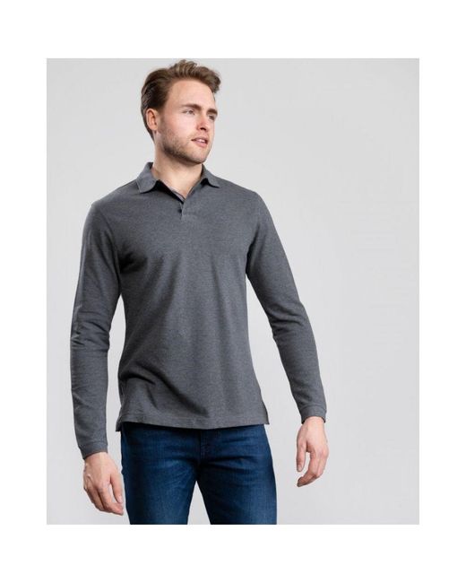Barbour Gray Ls Sports Polo Shirt for men