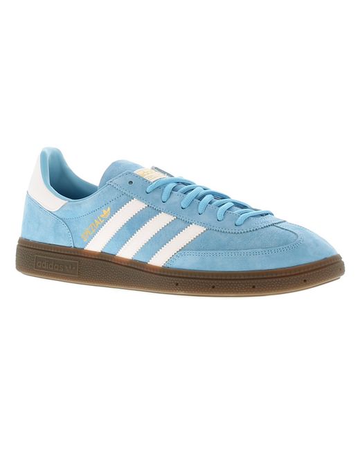 Adidas Originals Blue Handball Spezial Leather Upper Trainers Seven Eyelet Lace Fastening Classic 3 Stripe De for men