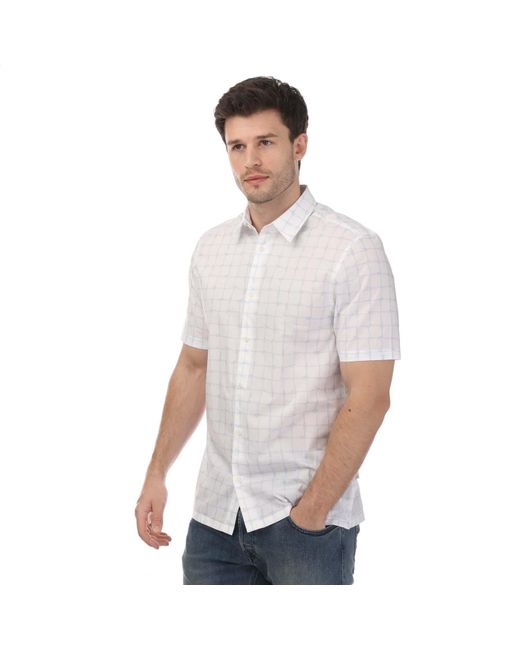Ted Baker Geruit Hemd Met Korte Mouwen (wit) in het White