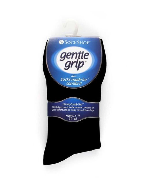 Gentle Grip Black 6 Pairs Non Elastic Socks for men