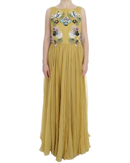 Dolce & Gabbana Natural Enchanting Silk Floral Appliquã Gown