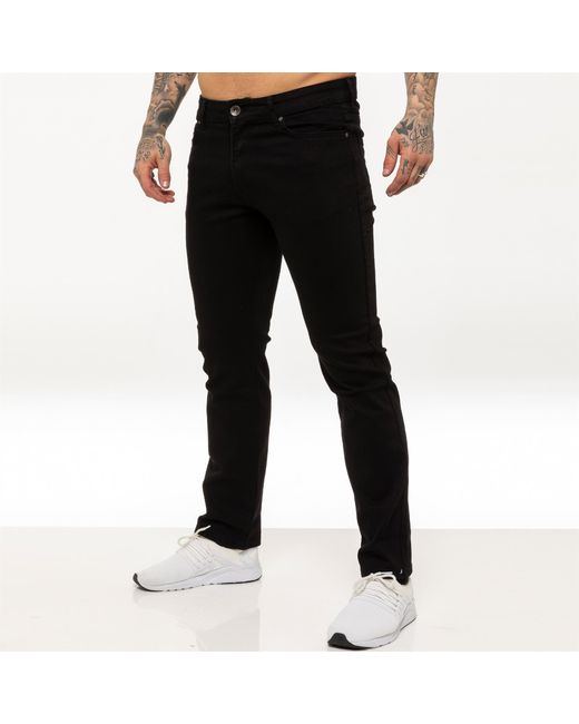 Kruze By Enzo Black Straight Leg Stretch Jeans for men