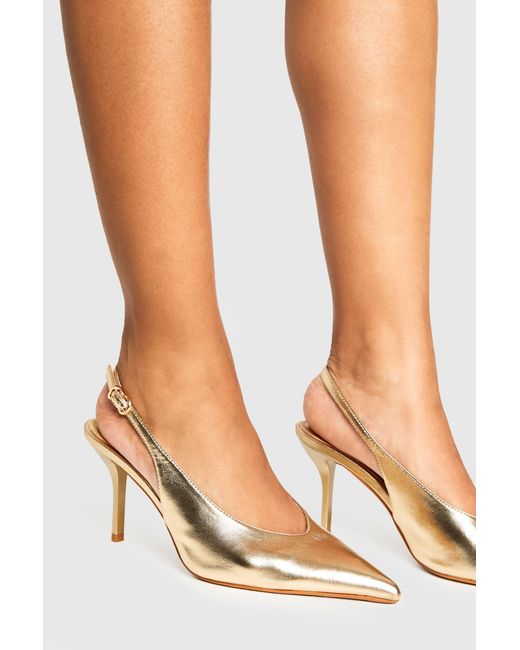 Boohoo Metallic Pointed Slingback Court Shoes