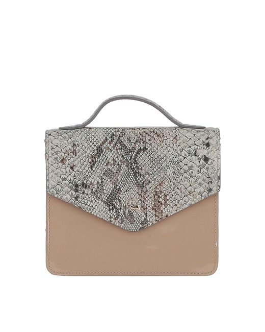 Ashwood Leather Gray 'Allegra' Patent Small Cross Body Bag