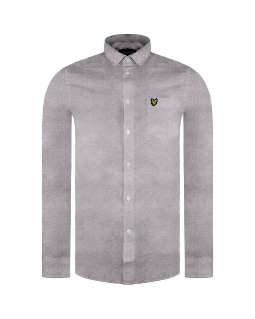 Lyle & Scott Gray Long Sleeve Regular Fit Light Weight Oxford Shirt Lw1302Vtr Z835 for men