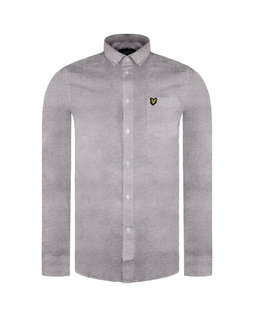 Lyle & Scott Gray Long Sleeve Regular Fit Light Weight Oxford Shirt Lw1302Vtr Z835 for men